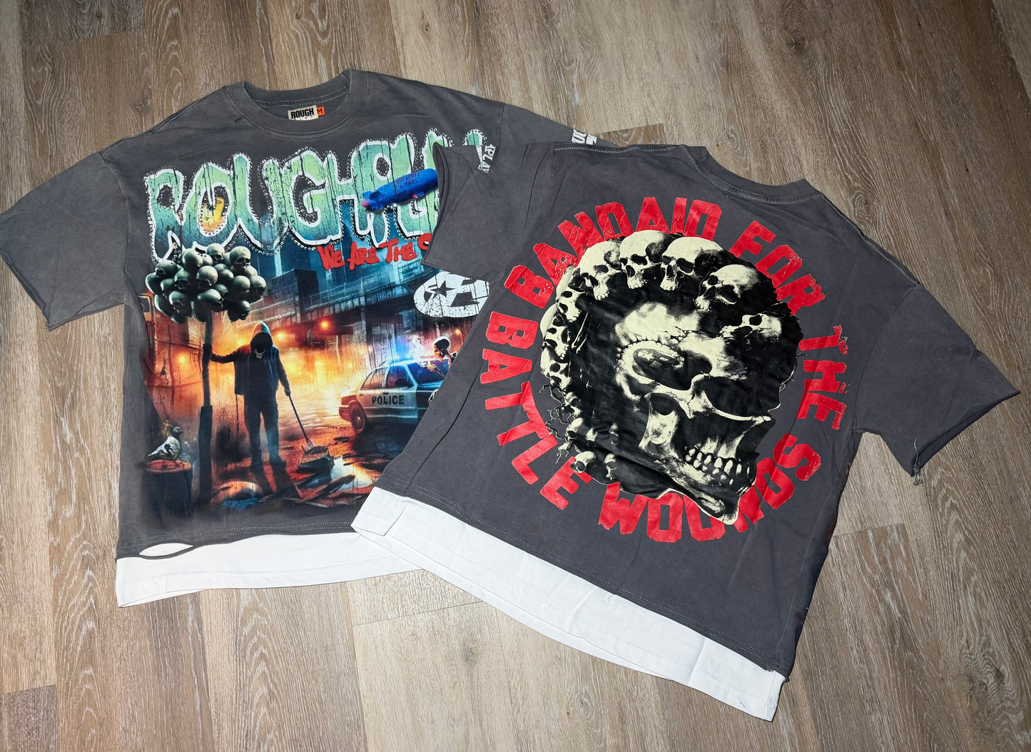 Grey Skull Balloon Graphic T-Shirt