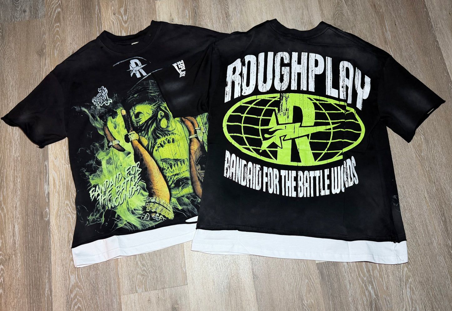 Black Green Skull Graphic T-Shirt