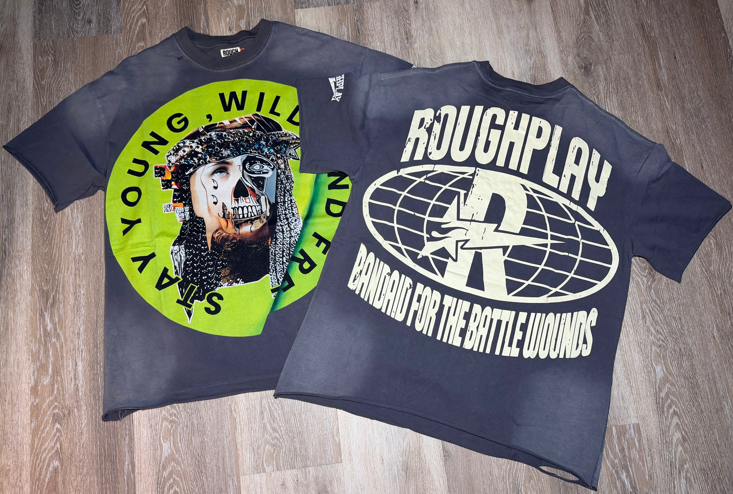 Greywash Stay Young Green Skull Graphic T-Shirt
