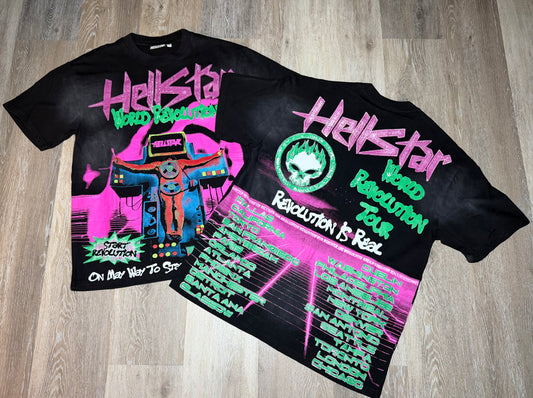 Black Radio Man Pink/Green Graphic T-Shirt