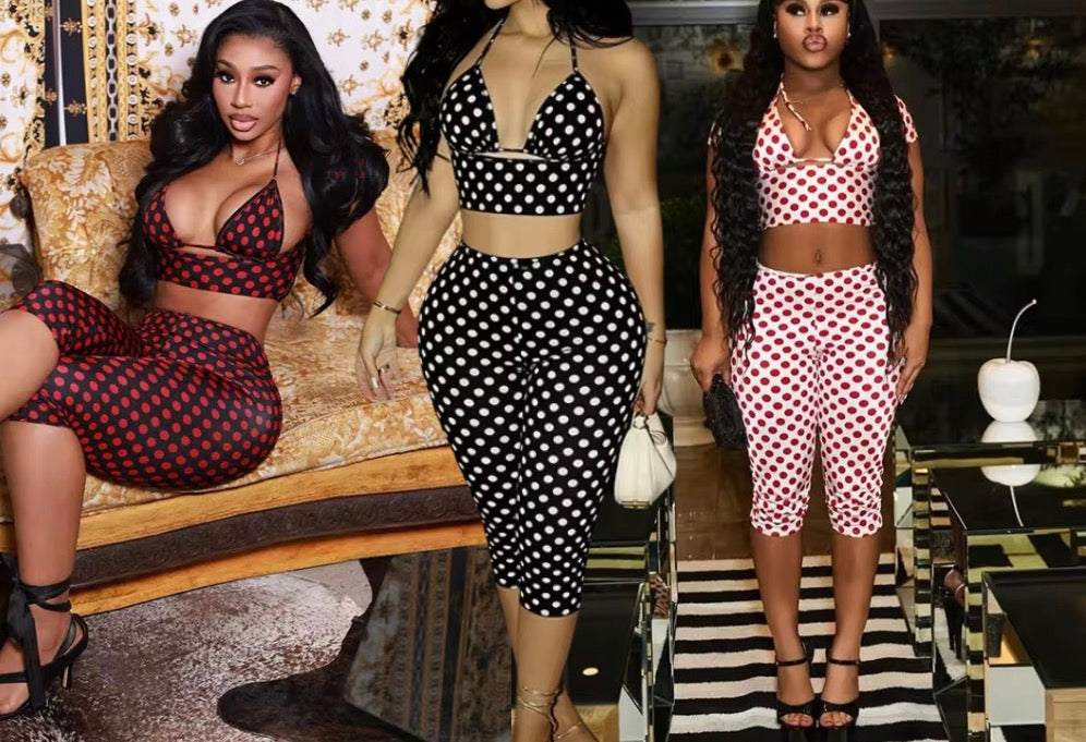 Polka Dot Bra Capri Set