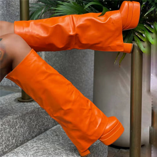Orange Block Boots