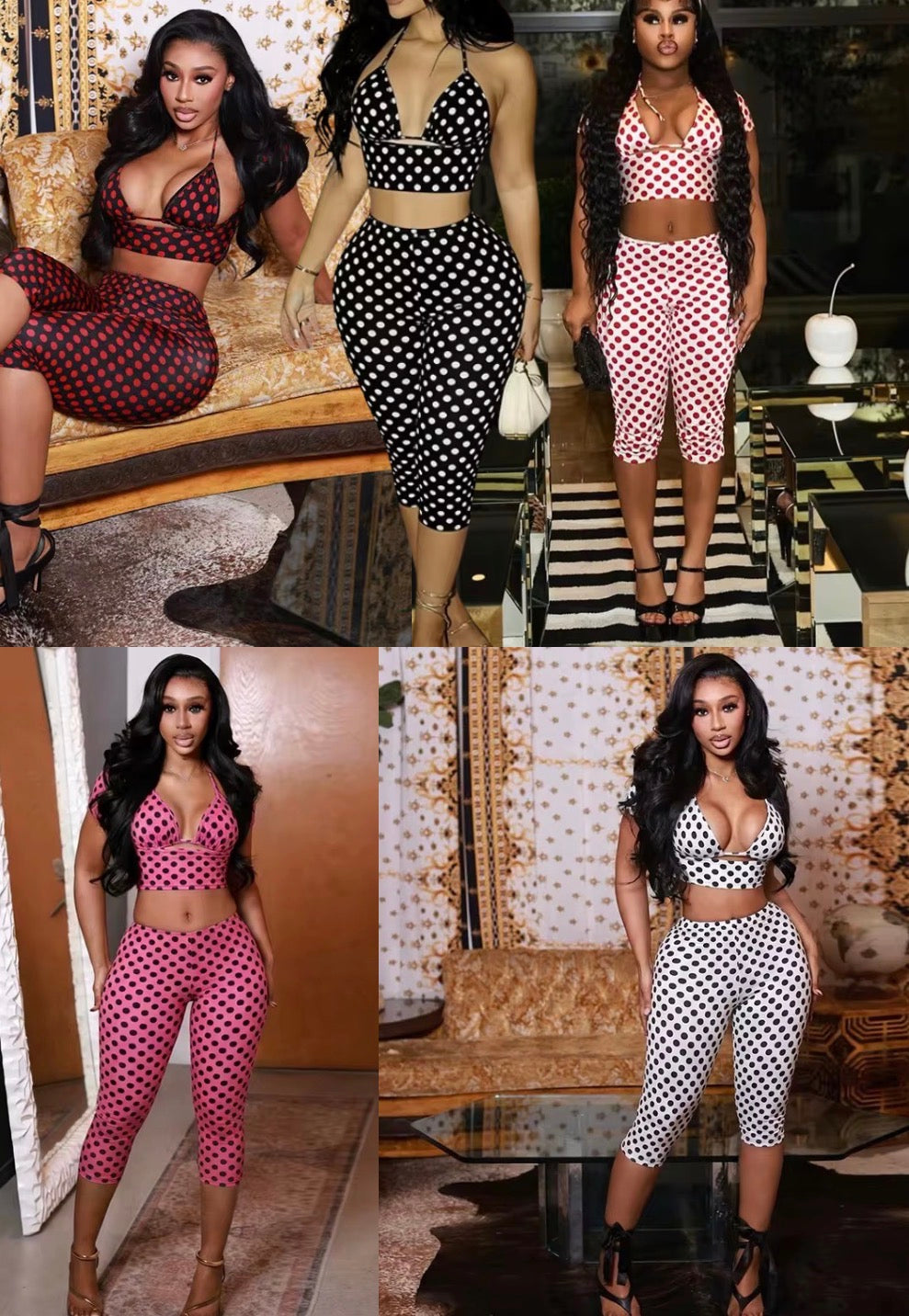 Polka Dot Bra Capri Set