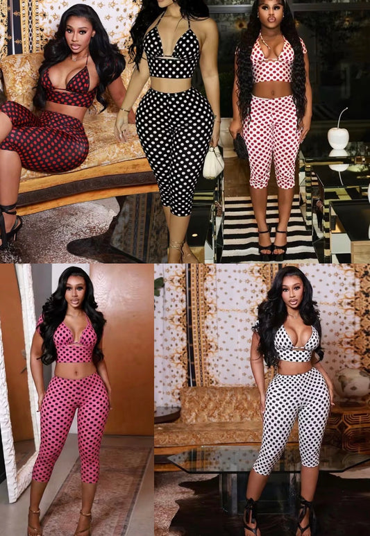 Polka Dot Bra Capri Set