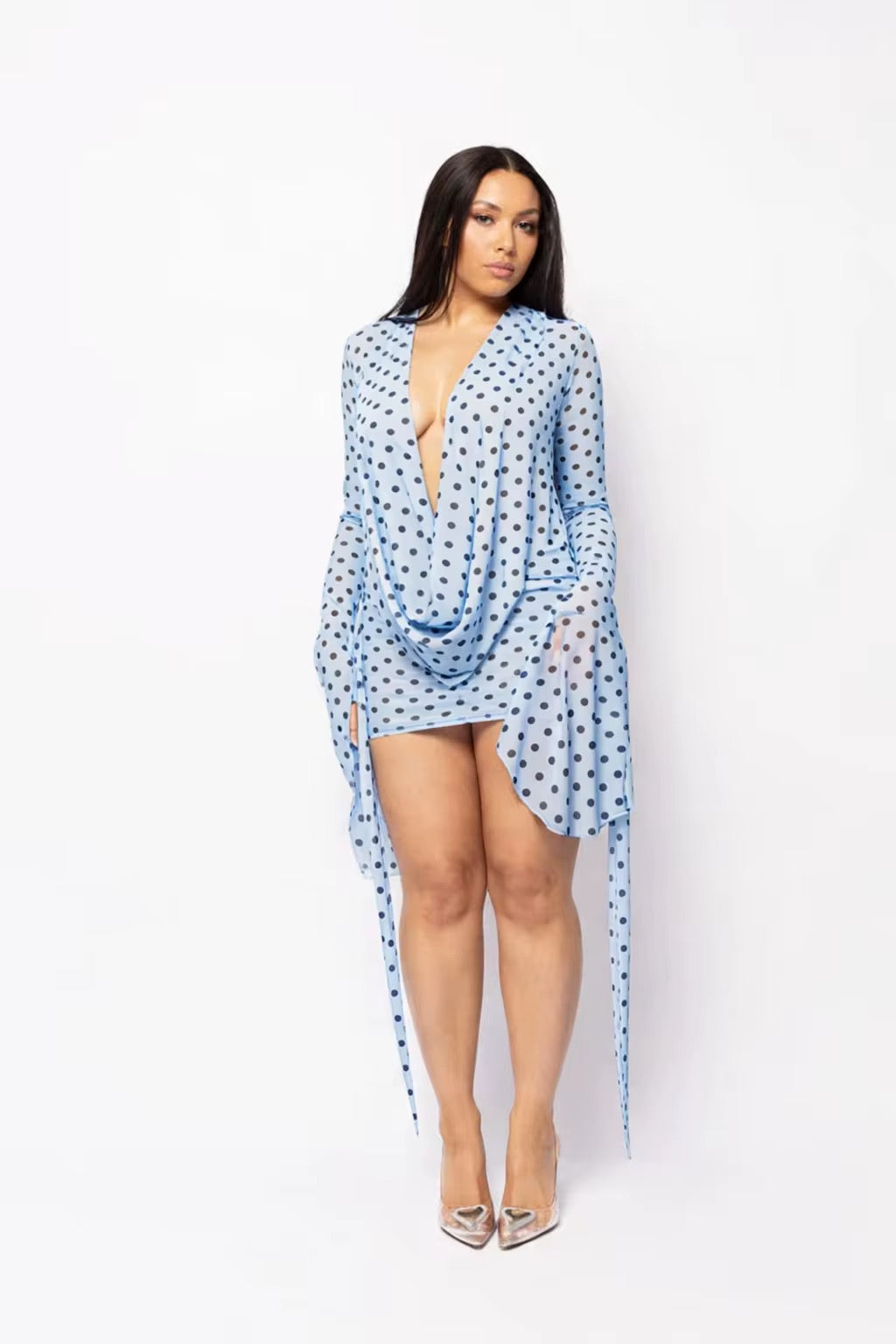 Bell Sleeve Chiffon Dress