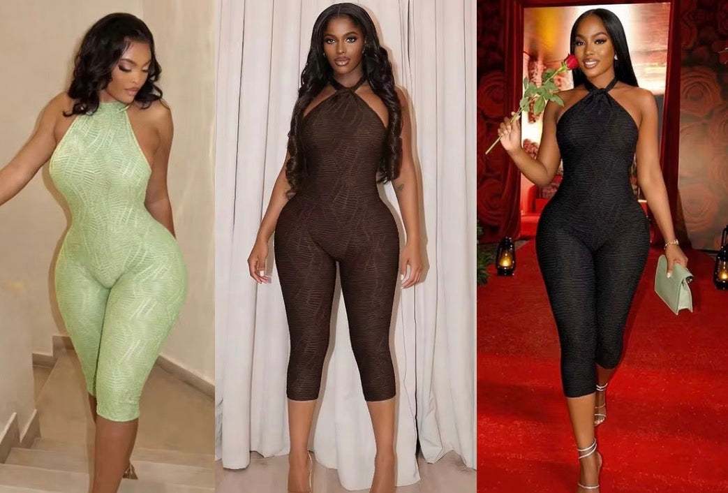 Full Front Ruched Capri Jumpsuit
