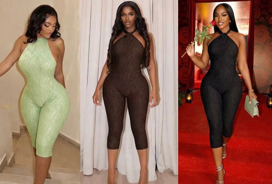 Full Front Ruched Capri Jumpsuit