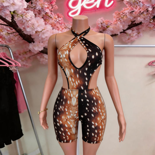 Deer Print Romper
