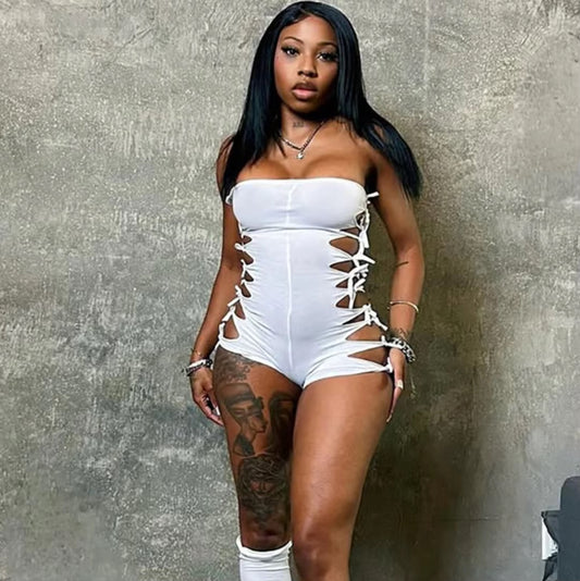 White Cut Out Romper