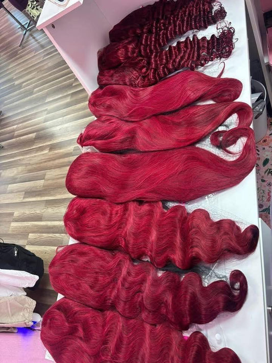 Burgandy  Human Hair 210% Density 13x4 & 13x6 Transparent Lace Wigs