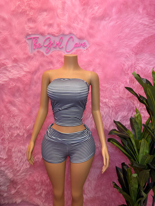 Fold Stripe Short Set