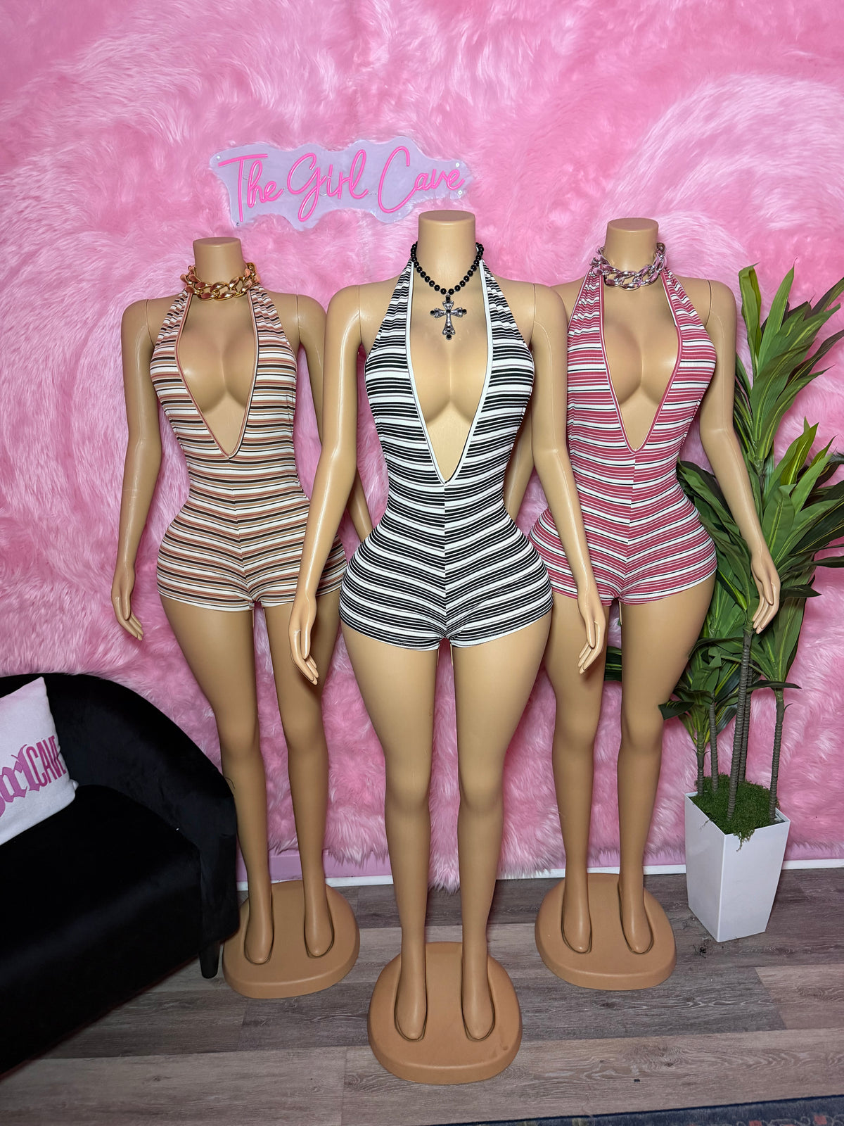 Stripe Halter Rompers