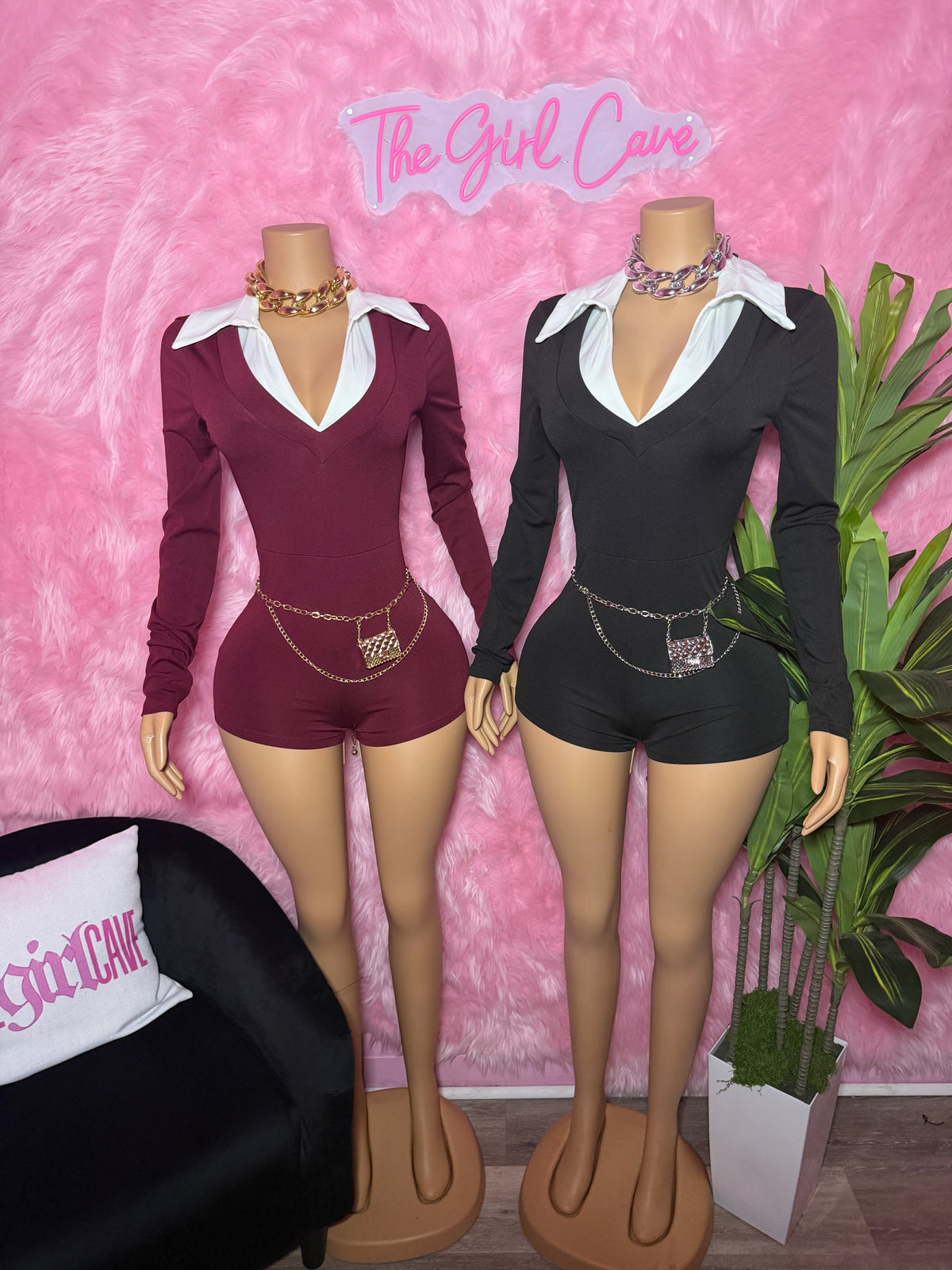 Collar Sweater Romper