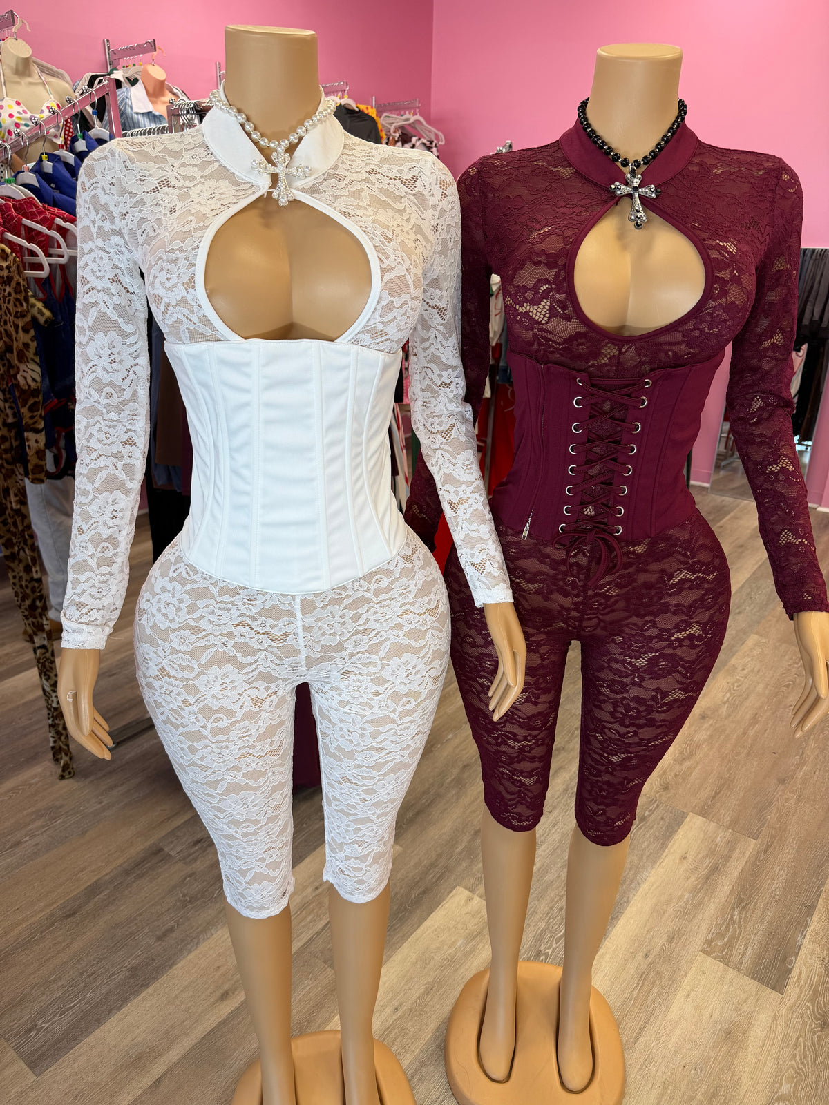 Lace Capri Corset Jumpsuits