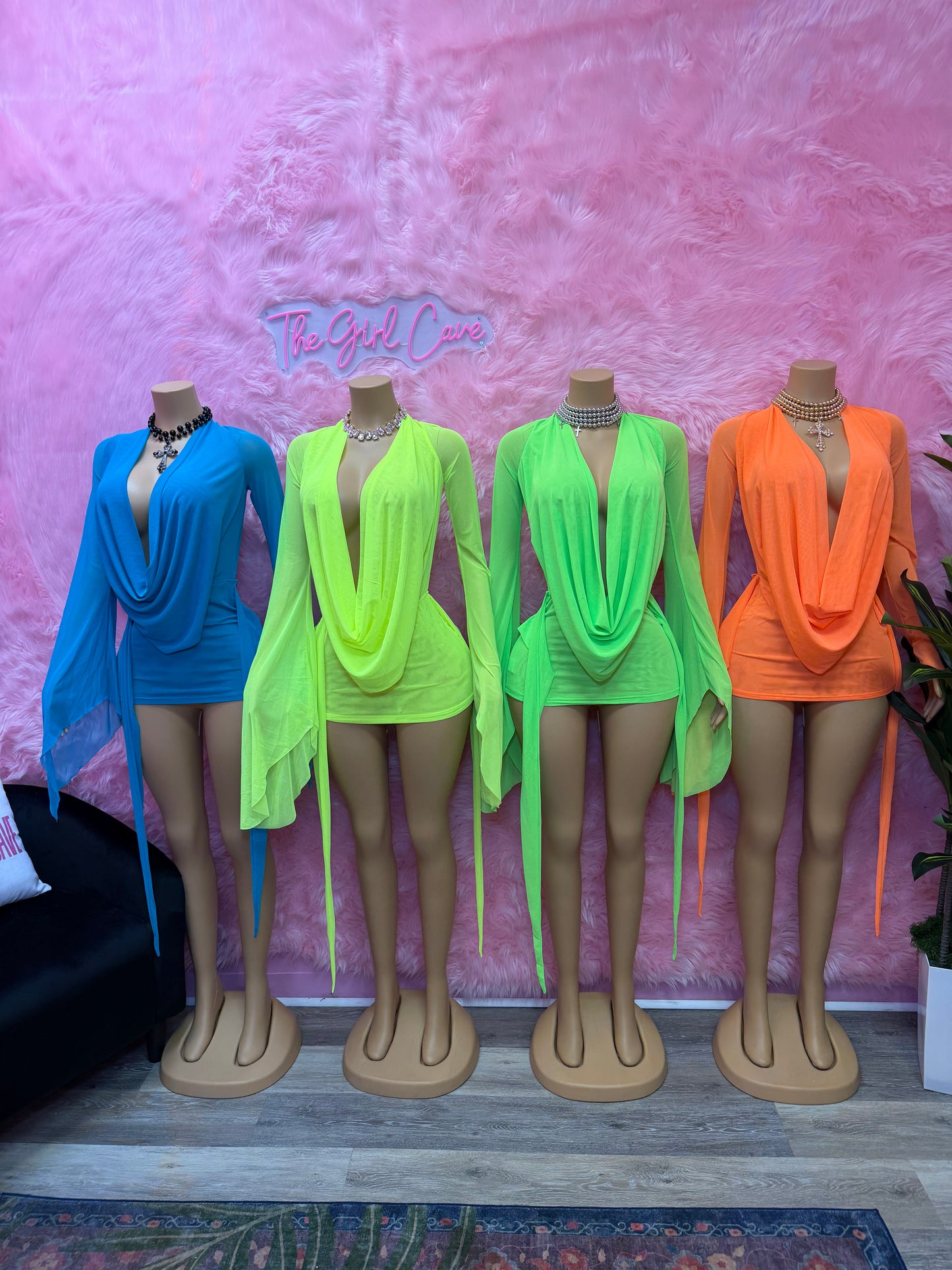 Cowl Neck Chiffon Dress
