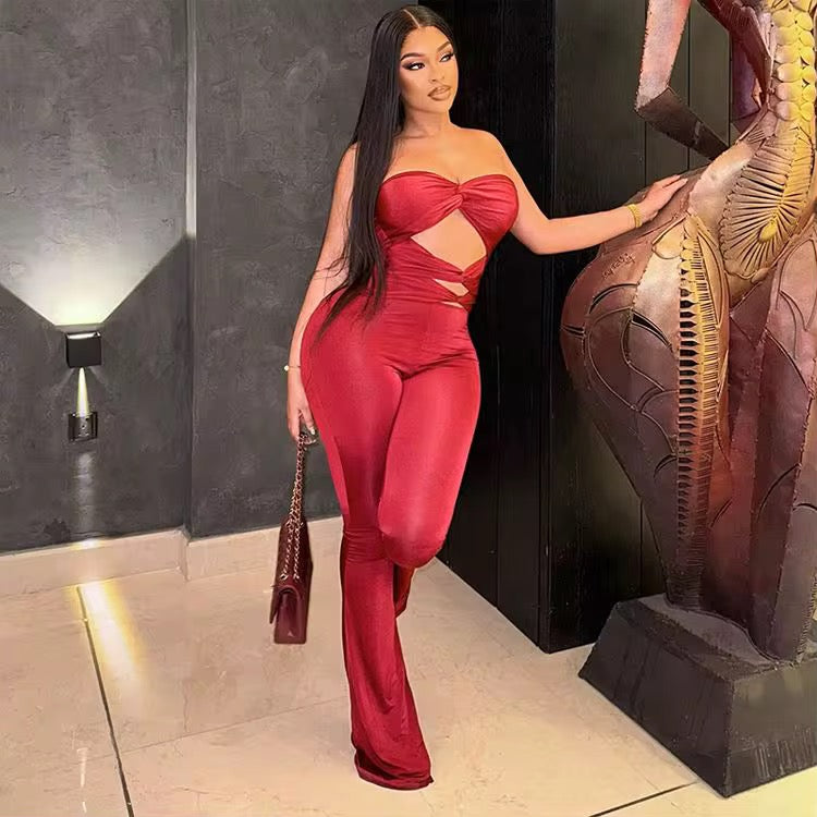 Cut Out Strapless Jumpsuit