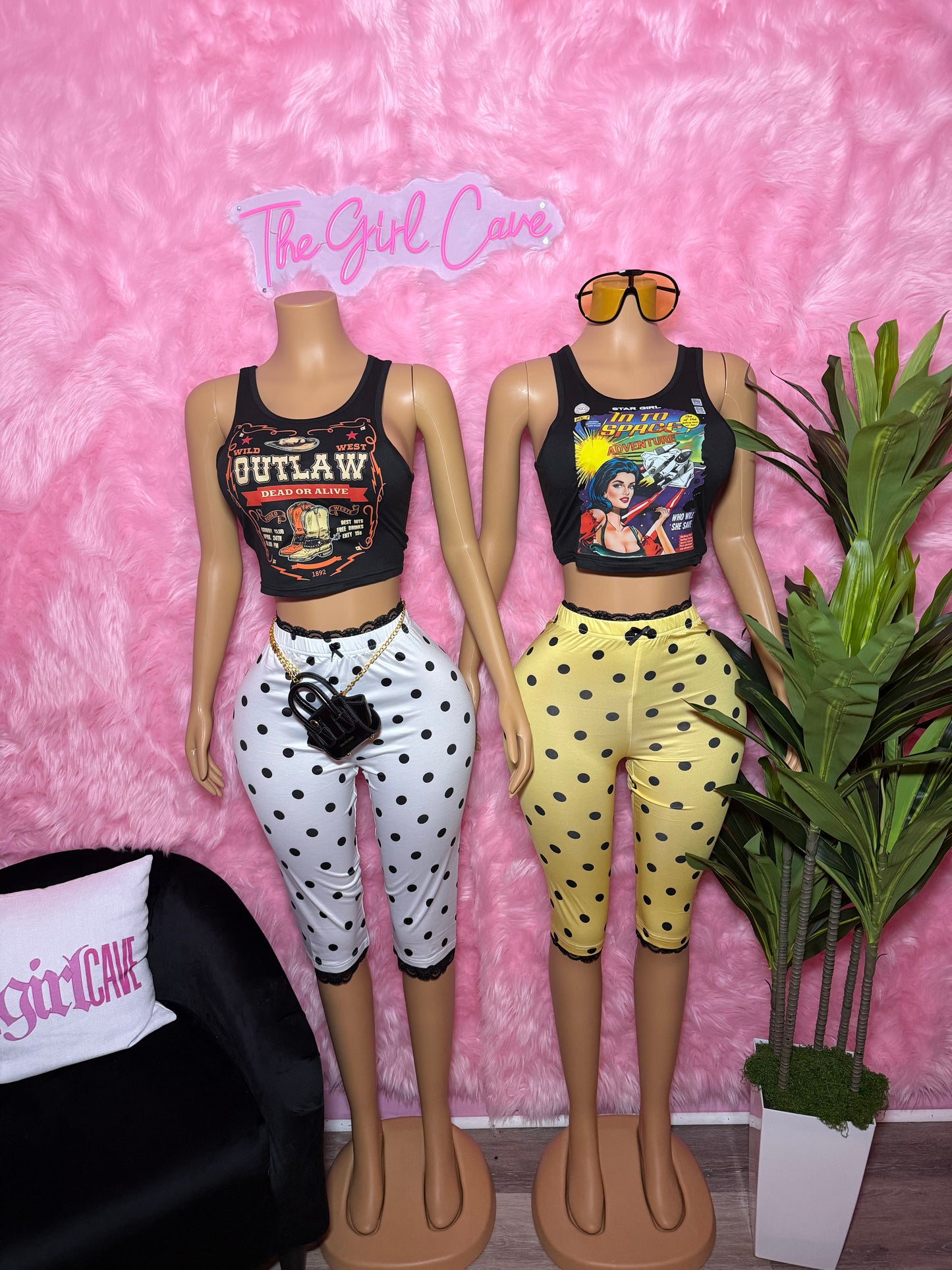 Tank Polka Dot Capri Sets