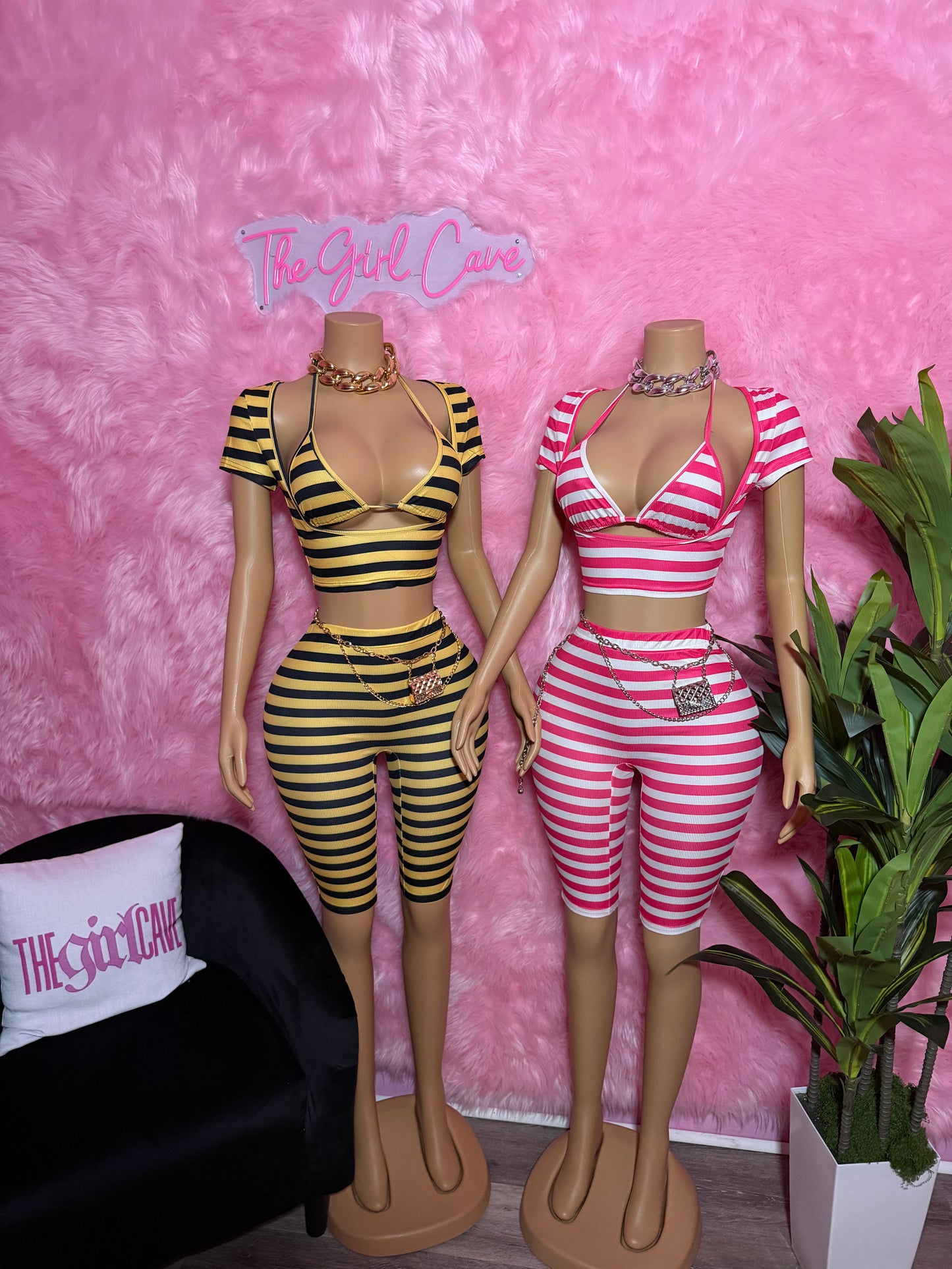 Stripe 3 Piece Capri Set