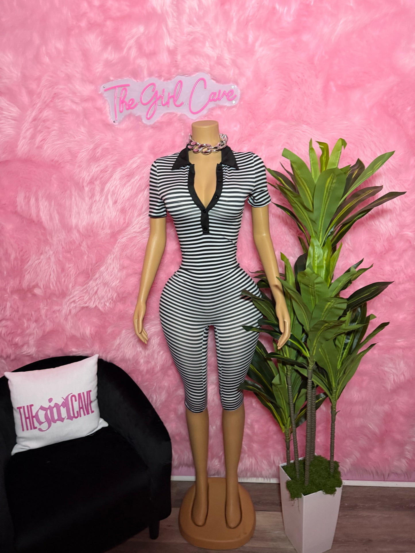 Stripe Capri Jumpsuit