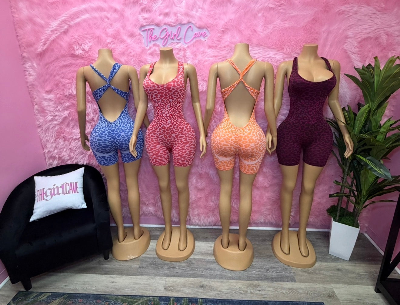 Athletic Cheetah Butt Scrunch Romper