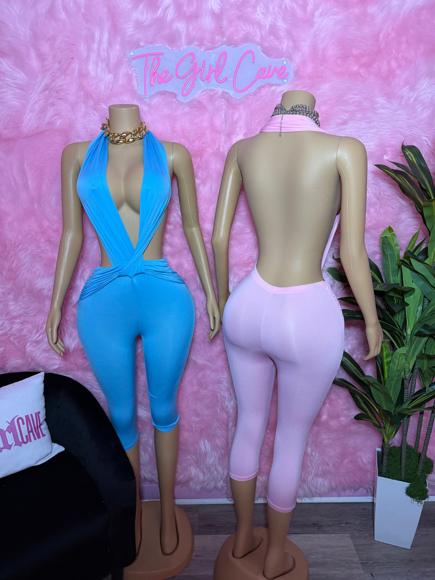 V Neck Capri Jumpsuits