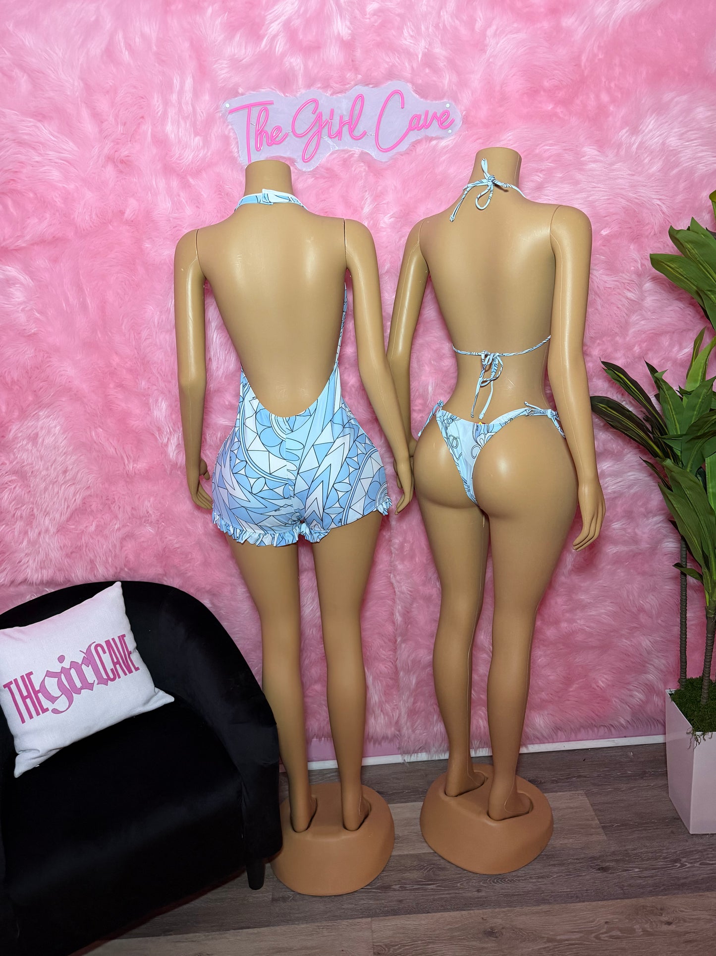 Blue Swim Romper/ Bikini