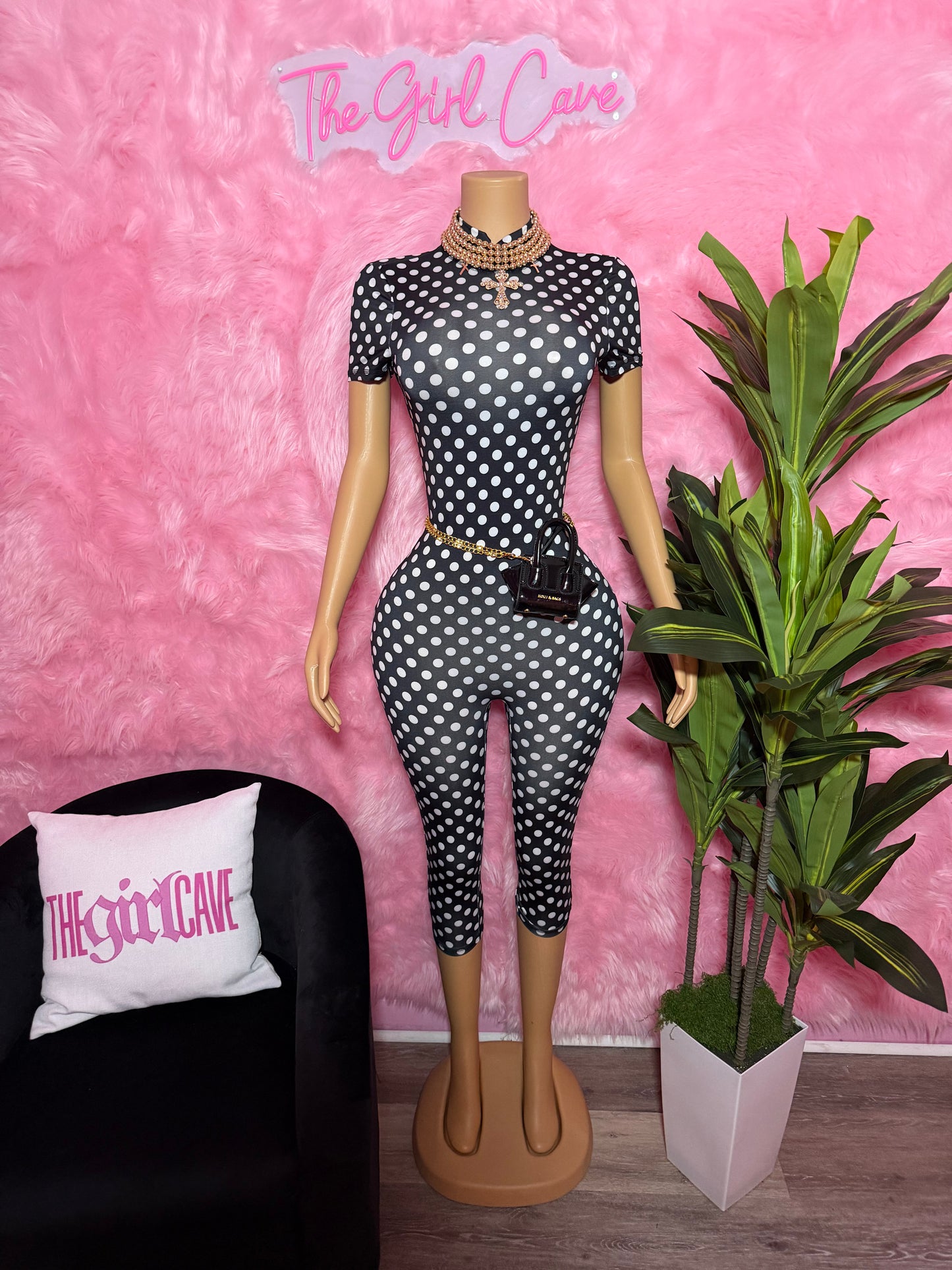 Polka Dot Capri Butt Scrunch Romper